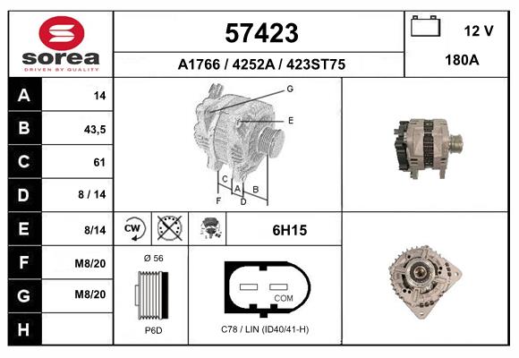 Generator / Alternator 57423 EAI