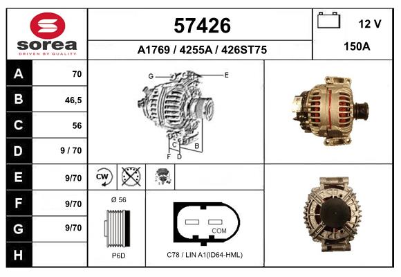 Generator / Alternator 57426 EAI