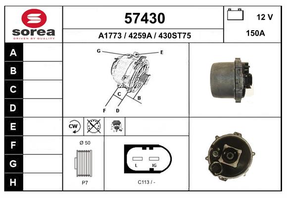 Generator / Alternator 57430 EAI