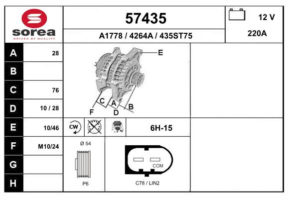 Generator / Alternator 57435 EAI