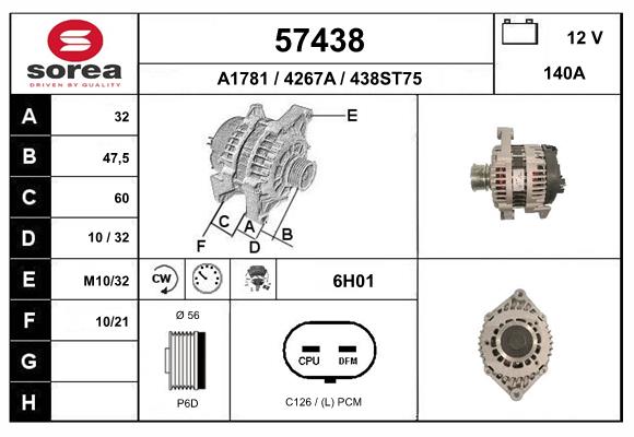 Generator / Alternator 57438 EAI