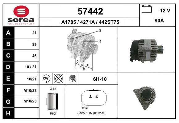 Generator / Alternator 57442 EAI
