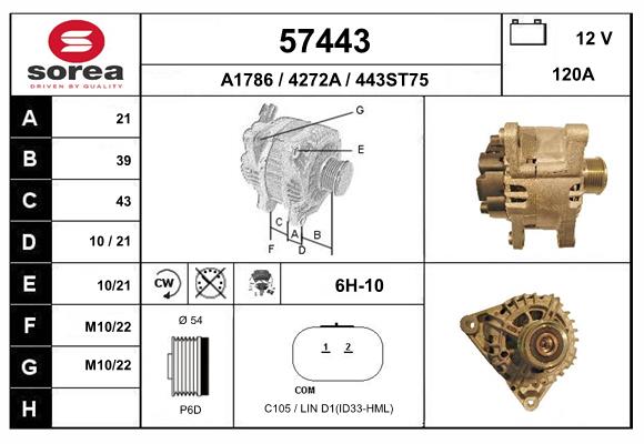 Generator / Alternator 57443 EAI