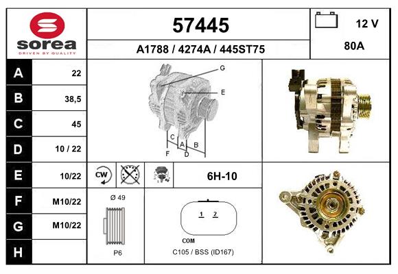 Generator / Alternator 57445 EAI