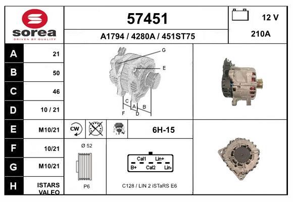 Generator / alternator 57451 EAI