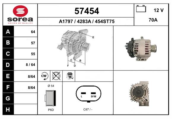 Generator / Alternator 57454 EAI