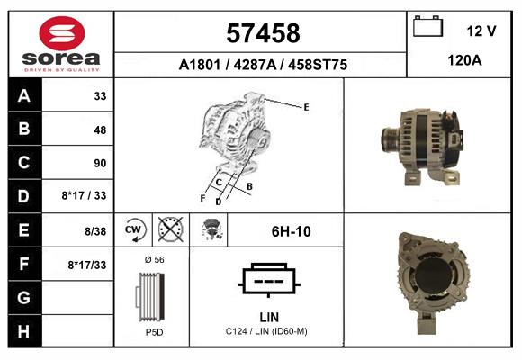 Generator / Alternator 57458 EAI