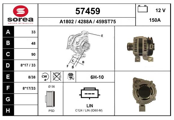 Generator / Alternator 57459 EAI
