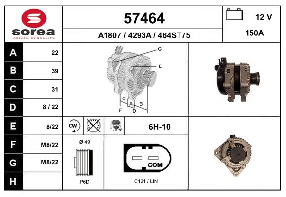 Generator / Alternator 57464 EAI