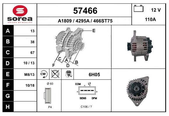Generator / Alternator 57466 EAI