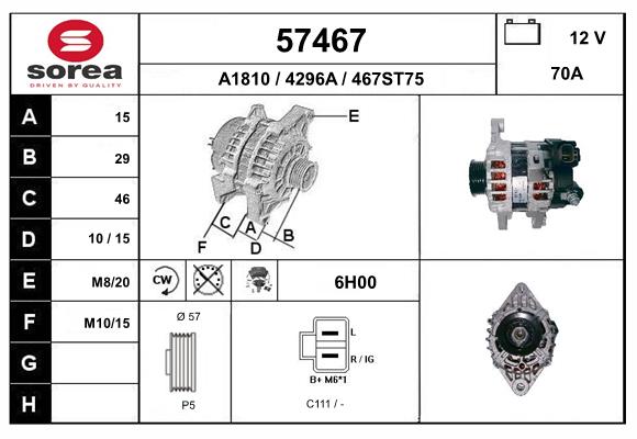 Generator / Alternator 57467 EAI