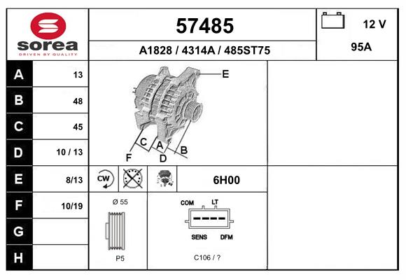 Generator / Alternator 57485 EAI