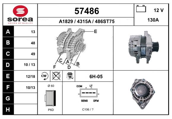 Generator / alternator 57486 EAI