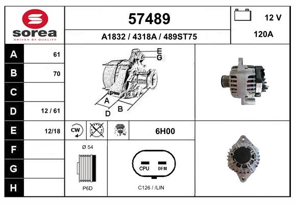 Generator / Alternator 57489 EAI