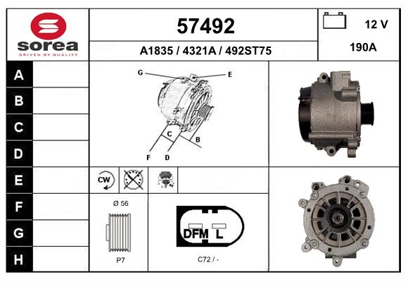Generator / Alternator 57492 EAI