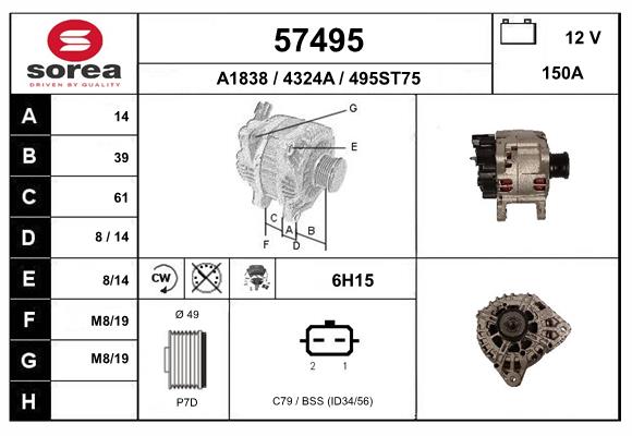 Generator / Alternator 57495 EAI