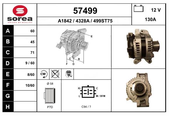 Generator / Alternator 57499 EAI