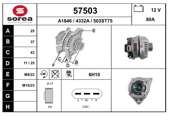 Generator / Alternator 57503 EAI