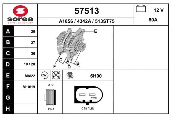 Generator / Alternator 57513 EAI