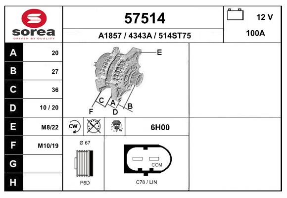 Generator / Alternator 57514 EAI