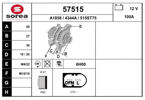 Generator / Alternator 57515 EAI