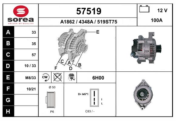 Generator / Alternator 57519 EAI