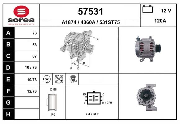 Generator / Alternator 57531 EAI