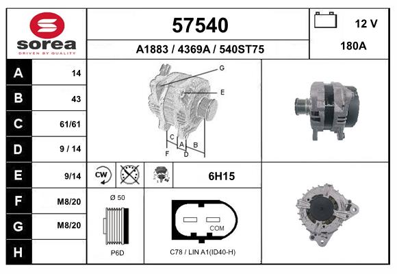 Generator / Alternator 57540 EAI