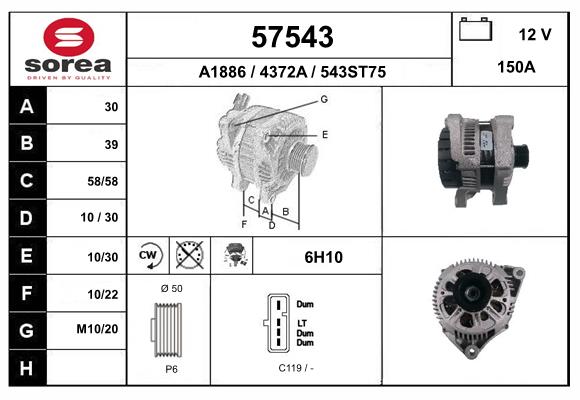 Generator / Alternator 57543 EAI
