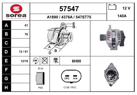 Generator / Alternator 57547 EAI