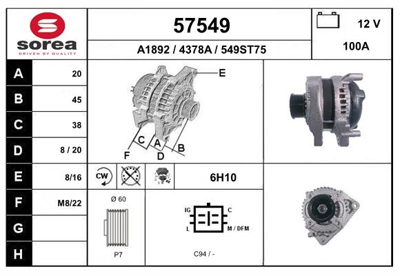 Generator / Alternator 57549 EAI