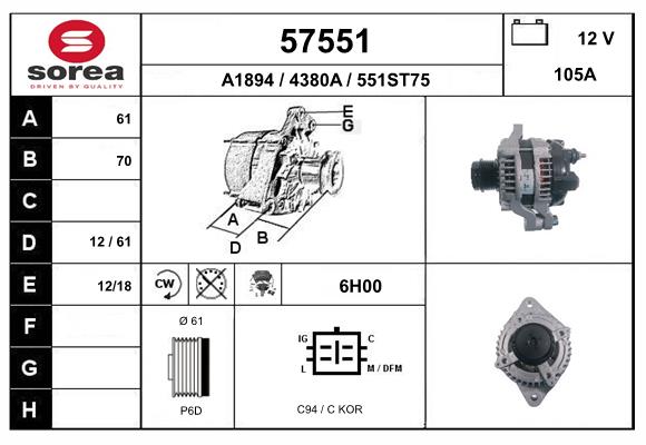 Generator / Alternator 57551 EAI