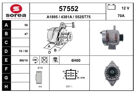 Generator / Alternator 57552 EAI