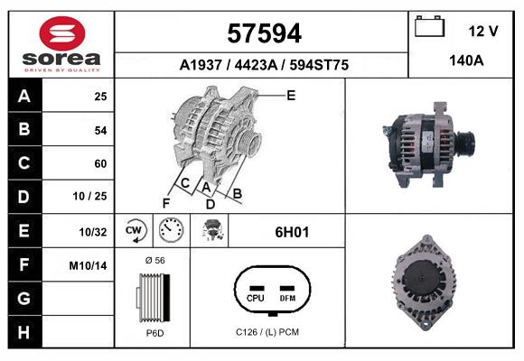 Generator / Alternator 57594 EAI