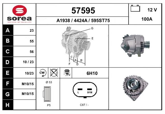 Generator / Alternator 57595 EAI