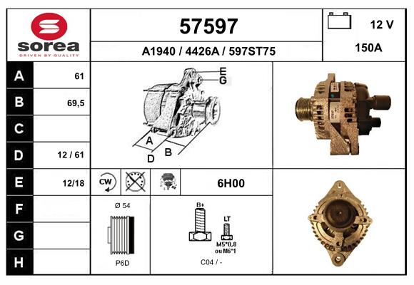 Generator / Alternator 57597 EAI