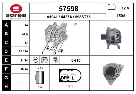 Generator / Alternator 57598 EAI