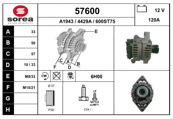 Generator / alternator 57600 EAI