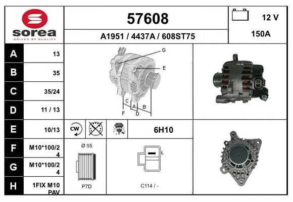 Generator / Alternator 57608 EAI