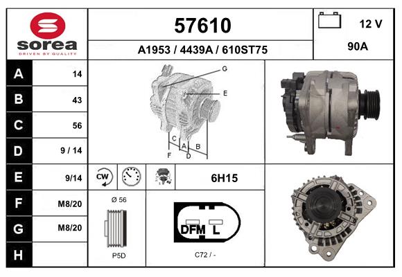 Generator / Alternator 57610 EAI