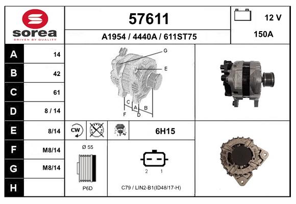 Generator / Alternator 57611 EAI