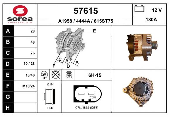 Generator / Alternator 57615 EAI