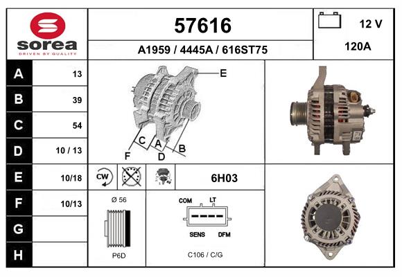 Generator / alternator 57616 EAI