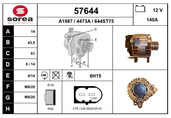 Generator / Alternator 57644 EAI
