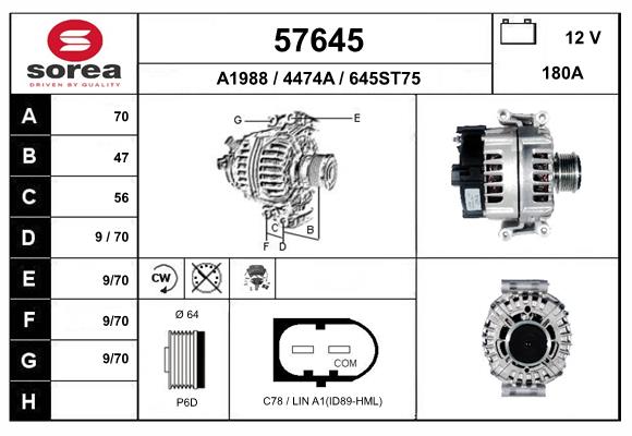 Generator / Alternator 57645 EAI