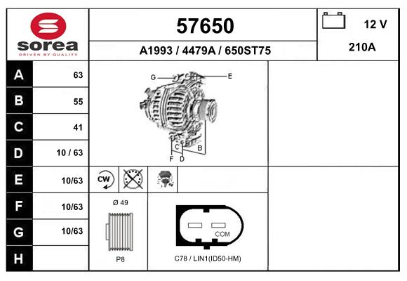 Generator / Alternator 57650 EAI