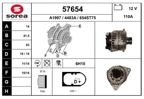 Generator / Alternator 57654 EAI
