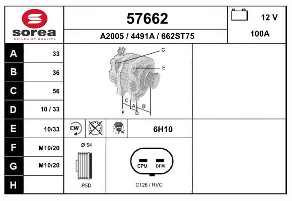 Generator / alternator 57662 EAI
