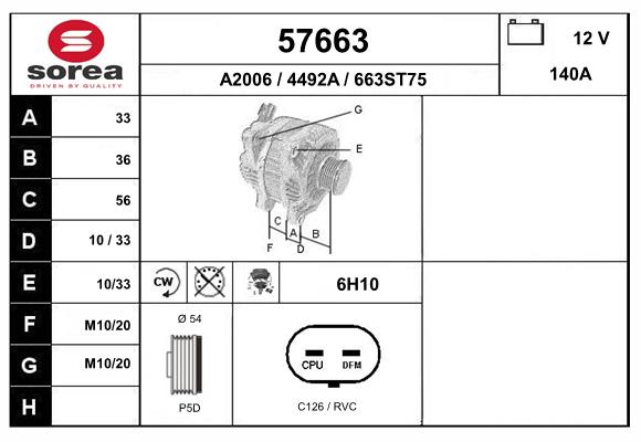 Generator / alternator 57663 EAI