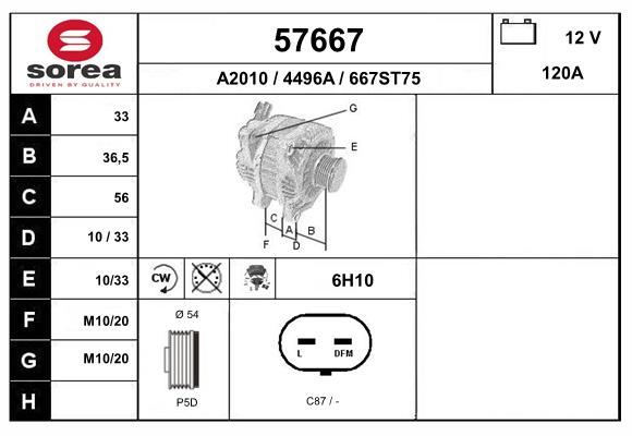 Generator / Alternator 57667 EAI